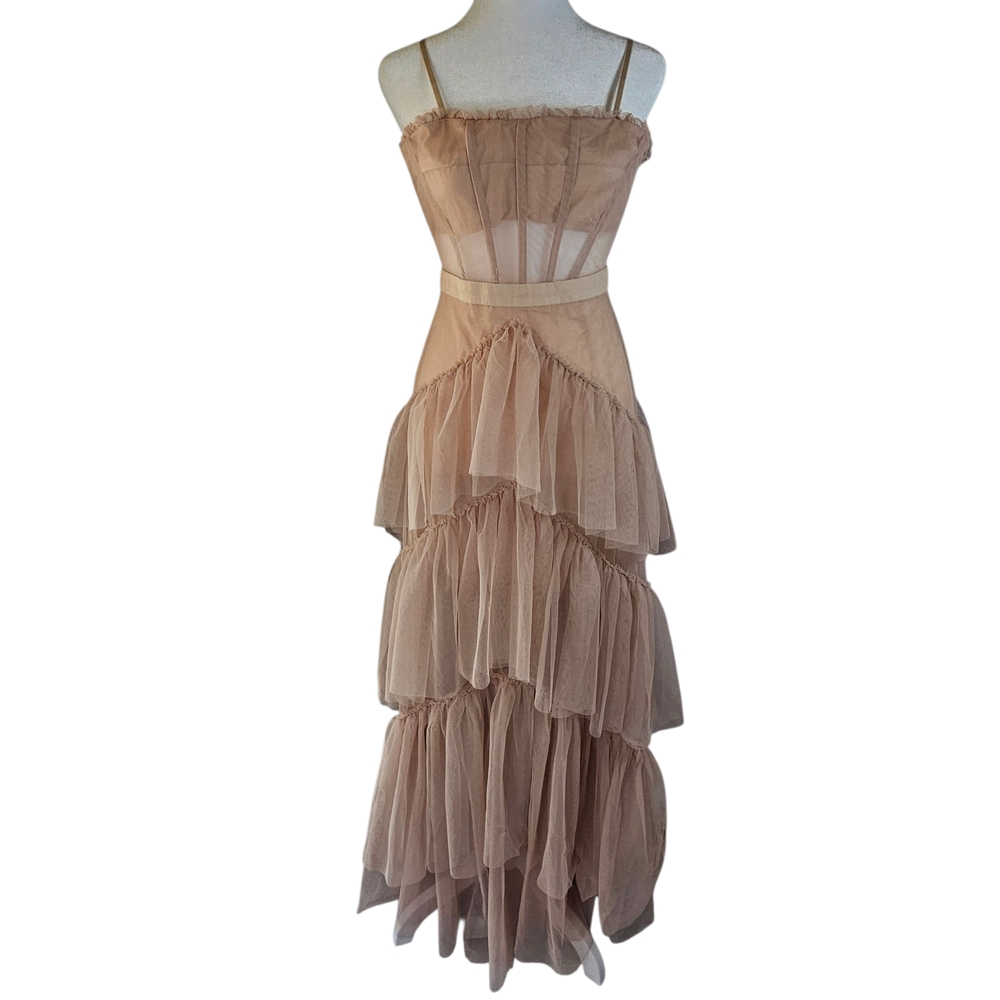 Beulah Gold Tiered‎ Ruffled Sundress